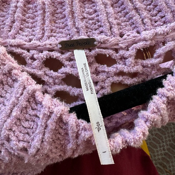 Free People Higher Love Crochet Sweater- Size Small- Color Lilac - Picture 6 of 6